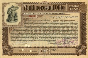 Baltimore and Ohio Railroad Stock signed by Simon Rothschild - Stock Certificate